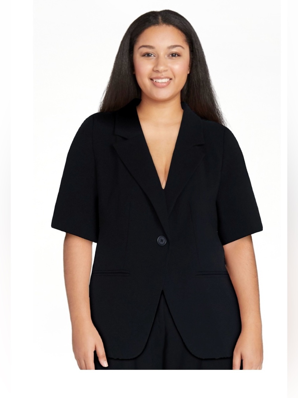 NWT Scoop Black Short Sleeve Boxy Blazer